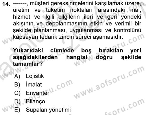Depolama Ve Envanter Yönetimi Dersi Ara Sınavı Deneme Sınav Soruları 14. Soru