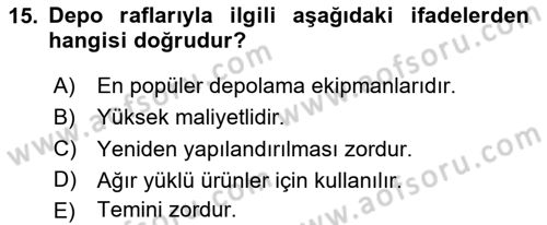 Depolama Ve Envanter Yönetimi Dersi Ara Sınavı Deneme Sınav Soruları 15. Soru
