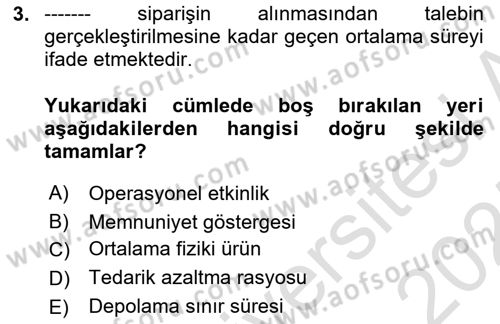 Depolama Ve Envanter Yönetimi Dersi 2024 - 2025 Yılı (Vize) Ara Sınavı 3. Soru