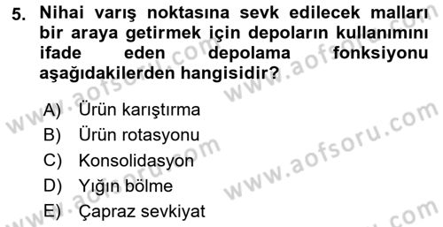 Depolama Ve Envanter Yönetimi Dersi Ara Sınavı Deneme Sınav Soruları 5. Soru
