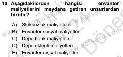 Depolama Ve Envanter Yönetimi Dersi 2024 - 2025 Yılı (Final) Dönem Sonu Sınav Soruları 10. Soru