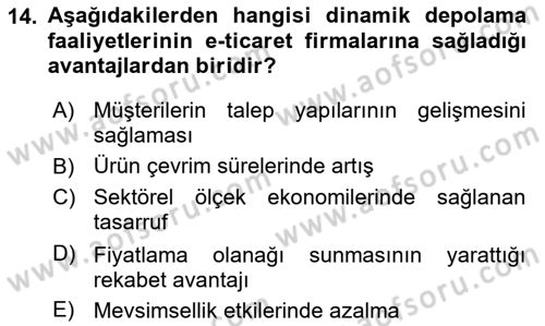 Depolama Ve Envanter Yönetimi Dersi 2024 - 2025 Yılı (Final) Dönem Sonu Sınav Soruları 14. Soru