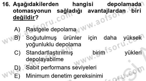 Depolama Ve Envanter Yönetimi Dersi 2024 - 2025 Yılı (Final) Dönem Sonu Sınav Soruları 16. Soru