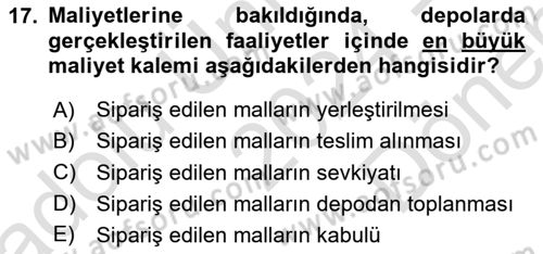 Depolama Ve Envanter Yönetimi Dersi 2024 - 2025 Yılı (Final) Dönem Sonu Sınav Soruları 17. Soru