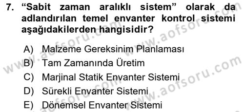 Depolama Ve Envanter Yönetimi Dersi 2024 - 2025 Yılı (Final) Dönem Sonu Sınav Soruları 7. Soru