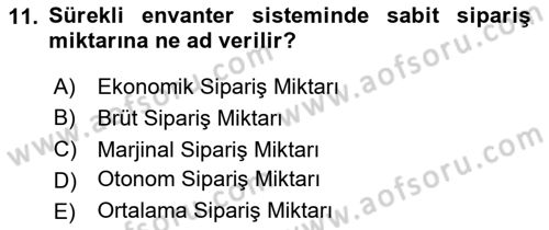 Depolama Ve Envanter Yönetimi Dersi 2024 - 2025 Yılı Yaz Okulu Sınav Soruları 11. Soru