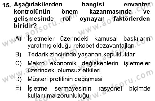 Depolama Ve Envanter Yönetimi Dersi 2024 - 2025 Yılı Yaz Okulu Sınav Soruları 15. Soru