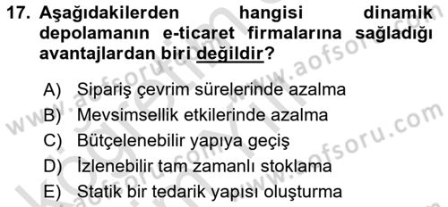 Depolama Ve Envanter Yönetimi Dersi 2024 - 2025 Yılı Yaz Okulu Sınav Soruları 17. Soru