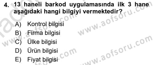 Depolama Ve Envanter Yönetimi Dersi 2024 - 2025 Yılı Yaz Okulu Sınav Soruları 4. Soru