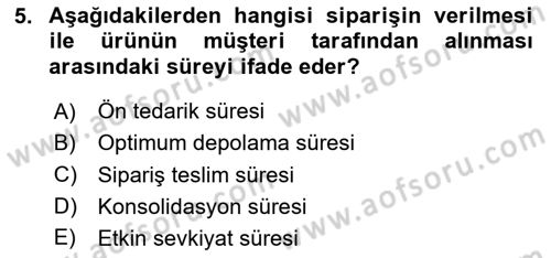 Depolama Ve Envanter Yönetimi Dersi 2024 - 2025 Yılı Yaz Okulu Sınav Soruları 5. Soru