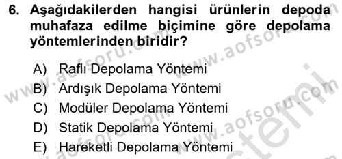 Depolama Ve Envanter Yönetimi Dersi 2024 - 2025 Yılı Yaz Okulu Sınav Soruları 6. Soru