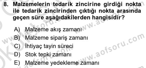 Depolama Ve Envanter Yönetimi Dersi 2024 - 2025 Yılı Yaz Okulu Sınav Soruları 8. Soru