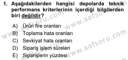 Depolama Ve Envanter Yönetimi Dersi 2025 - 2026 Yılı (Vize) Ara Sınav Soruları 1. Soru
