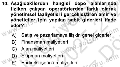 Depolama Ve Envanter Yönetimi Dersi 2025 - 2026 Yılı (Vize) Ara Sınav Soruları 10. Soru