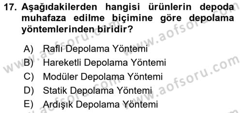 Depolama Ve Envanter Yönetimi Dersi 2025 - 2026 Yılı (Vize) Ara Sınav Soruları 17. Soru