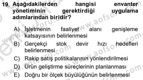 Depolama Ve Envanter Yönetimi Dersi 2025 - 2026 Yılı (Vize) Ara Sınav Soruları 19. Soru