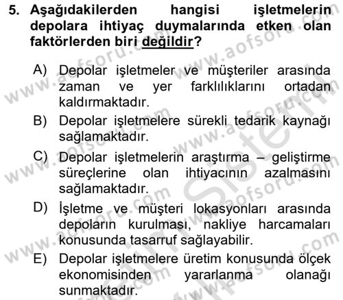 Depolama Ve Envanter Yönetimi Dersi 2025 - 2026 Yılı (Vize) Ara Sınav Soruları 5. Soru