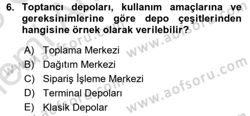 Depolama Ve Envanter Yönetimi Dersi 2025 - 2026 Yılı (Vize) Ara Sınav Soruları 6. Soru
