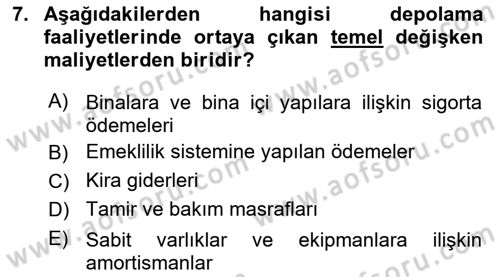 Depolama Ve Envanter Yönetimi Dersi 2025 - 2026 Yılı (Vize) Ara Sınav Soruları 7. Soru
