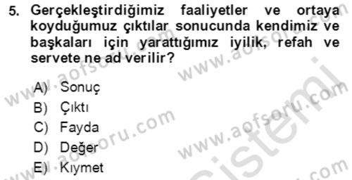 İşletme Finansmanı Dersi 2021 - 2022 Yılı (Vize) Ara Sınav Soruları 5. Soru
