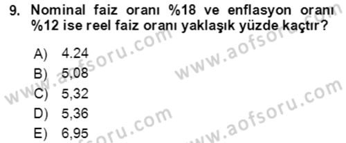 İşletme Finansmanı Dersi 2021 - 2022 Yılı (Vize) Ara Sınav Soruları 9. Soru
