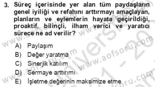 İşletme Finansmanı Dersi 2021 - 2022 Yılı (Final) Dönem Sonu Sınav Soruları 3. Soru