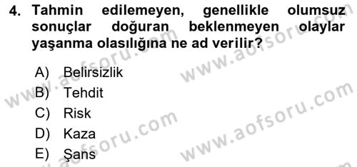 İşletme Finansmanı Dersi 2021 - 2022 Yılı Yaz Okulu Sınav Soruları 4. Soru