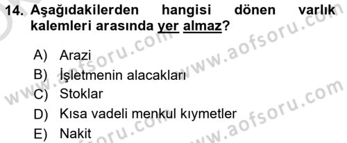İşletme Finansmanı Dersi 2022 - 2023 Yılı Yaz Okulu Sınav Soruları 14. Soru