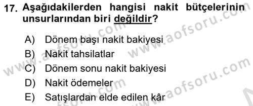 İşletme Finansmanı Dersi 2022 - 2023 Yılı Yaz Okulu Sınav Soruları 17. Soru