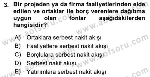İşletme Finansmanı Dersi 2022 - 2023 Yılı Yaz Okulu Sınav Soruları 3. Soru