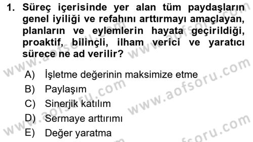İşletme Finansmanı Dersi 2023 - 2024 Yılı (Vize) Ara Sınav Soruları 1. Soru