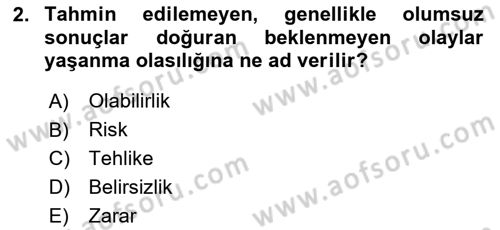 İşletme Finansmanı Dersi 2023 - 2024 Yılı (Vize) Ara Sınav Soruları 2. Soru
