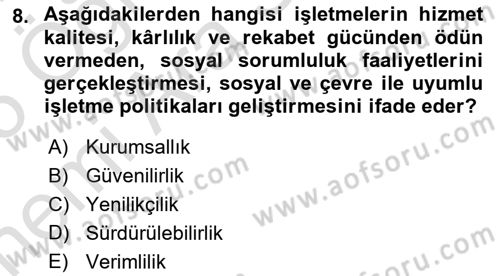 İşletme Finansmanı Dersi 2024 - 2025 Yılı (Vize) Ara Sınav Soruları 8. Soru