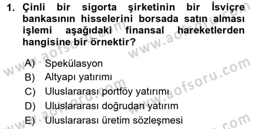 Uluslararası İktisat Dersi 2025 - 2026 Yılı (Final) Dönem Sonu Sınav Soruları 1. Soru