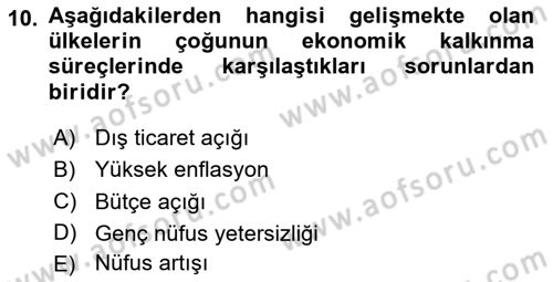 Uluslararası İktisat Dersi 2025 - 2026 Yılı (Final) Dönem Sonu Sınav Soruları 10. Soru