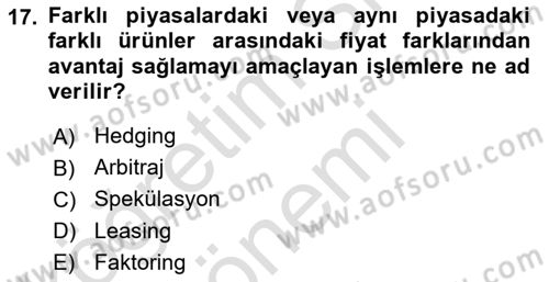 Uluslararası İktisat Dersi 2025 - 2026 Yılı (Final) Dönem Sonu Sınav Soruları 17. Soru