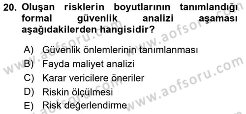 Tehlikeli Madde Lojistiği Ve İş Güvenliği Dersi 2018 - 2019 Yılı 3 Ders Sınav Soruları 20. Soru