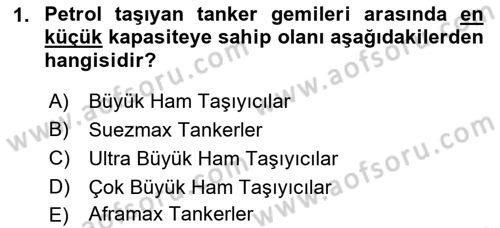 Tehlikeli Madde Lojistiği Ve İş Güvenliği Dersi 2018 - 2019 Yılı Yaz Okulu Sınavı 1. Soru