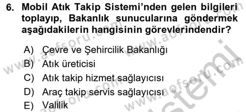 Tehlikeli Madde Lojistiği Ve İş Güvenliği Dersi 2018 - 2019 Yılı Yaz Okulu Sınavı 6. Soru