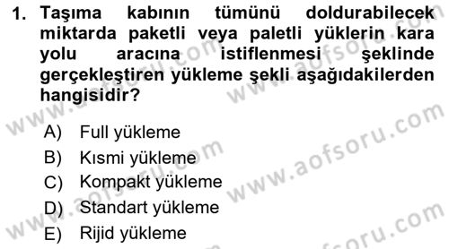 Tehlikeli Madde Lojistiği Ve İş Güvenliği Dersi 2019 - 2020 Yılı (Vize) Ara Sınav Soruları 1. Soru