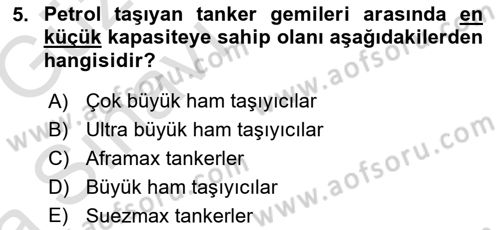Tehlikeli Madde Lojistiği Ve İş Güvenliği Dersi 2019 - 2020 Yılı (Vize) Ara Sınav Soruları 5. Soru