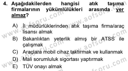 Tehlikeli Madde Lojistiği Ve İş Güvenliği Dersi 2020 - 2021 Yılı Yaz Okulu Sınavı 4. Soru