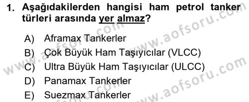 Tehlikeli Madde Lojistiği Ve İş Güvenliği Dersi 2021 - 2022 Yılı (Vize) Ara Sınavı 1. Soru