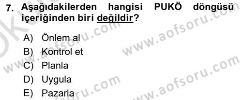 Tehlikeli Madde Lojistiği Ve İş Güvenliği Dersi 2021 - 2022 Yılı Yaz Okulu Sınav Soruları 7. Soru