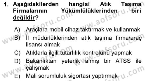 Tehlikeli Madde Lojistiği Ve İş Güvenliği Dersi 2022 - 2023 Yılı (Final) Dönem Sonu Sınav Soruları 1. Soru