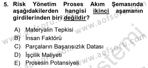 Tehlikeli Madde Lojistiği Ve İş Güvenliği Dersi 2022 - 2023 Yılı (Final) Dönem Sonu Sınav Soruları 5. Soru