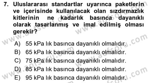 Tehlikeli Madde Lojistiği Ve İş Güvenliği Dersi 2022 - 2023 Yılı Yaz Okulu Sınav Soruları 7. Soru