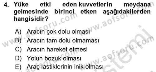 Tehlikeli Madde Lojistiği Ve İş Güvenliği Dersi 2023 - 2024 Yılı (Vize) Ara Sınavı 4. Soru