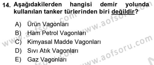 Tehlikeli Madde Lojistiği Ve İş Güvenliği Dersi 2024 - 2025 Yılı (Vize) Ara Sınav Soruları 14. Soru