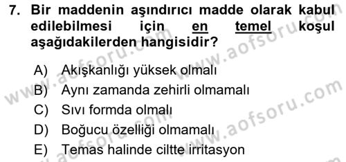 Tehlikeli Madde Lojistiği Ve İş Güvenliği Dersi 2024 - 2025 Yılı (Vize) Ara Sınav Soruları 7. Soru